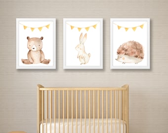 Woodland Animals Print , Set of Nursery Prints , Nursery Wall Picture , Woodland Animals , Nursery Wall Art , Nursery Forest Animals