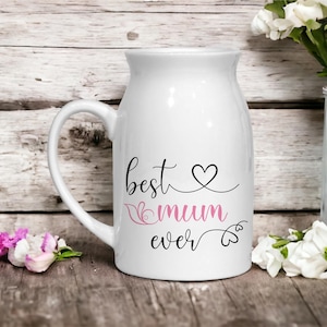 Personalised Mother&#39;s Day Vase Jug, Special Mum, Best Mum Ceramic Vase Jug, Birthday Christmas Gift for Mum Mothers Day, Gift for Her,