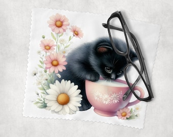 Glasses Lens Cleaning cloth, Watercolour Cat Kitten, Soft Cloth for Glasses Spectacles, Lens cleaner, Gift