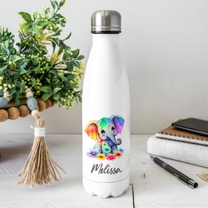 Personalised Elephant Water Bottle, Safari Drinks Bottle, Kids