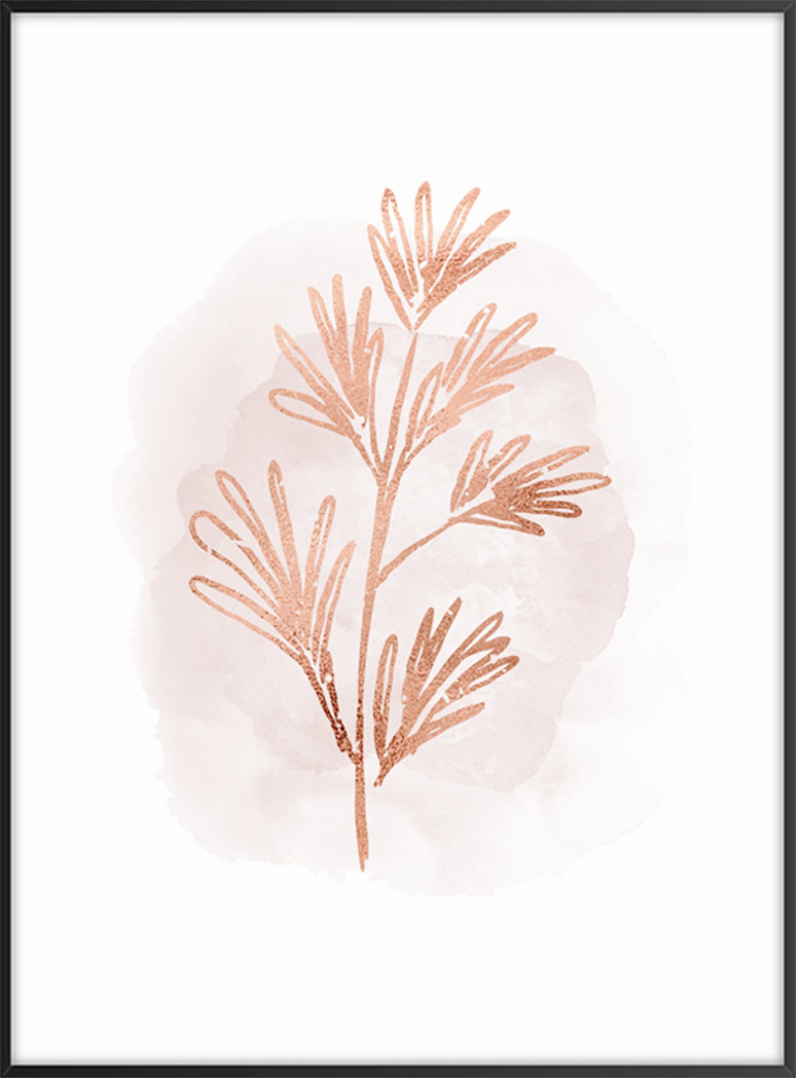 Home Decor Rose Gold Wall Art Leaf Print Botanical Art Etsy UK