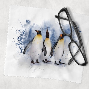Glasses Lens Cleaning cloth, Watercolour Penguin, Soft Cloth for Glasses Spectacles, Lens cleaner, Gift