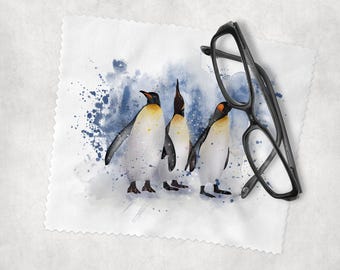 Glasses Lens Cleaning cloth, Watercolour Penguin, Soft Cloth for Glasses Spectacles, Lens cleaner, Gift