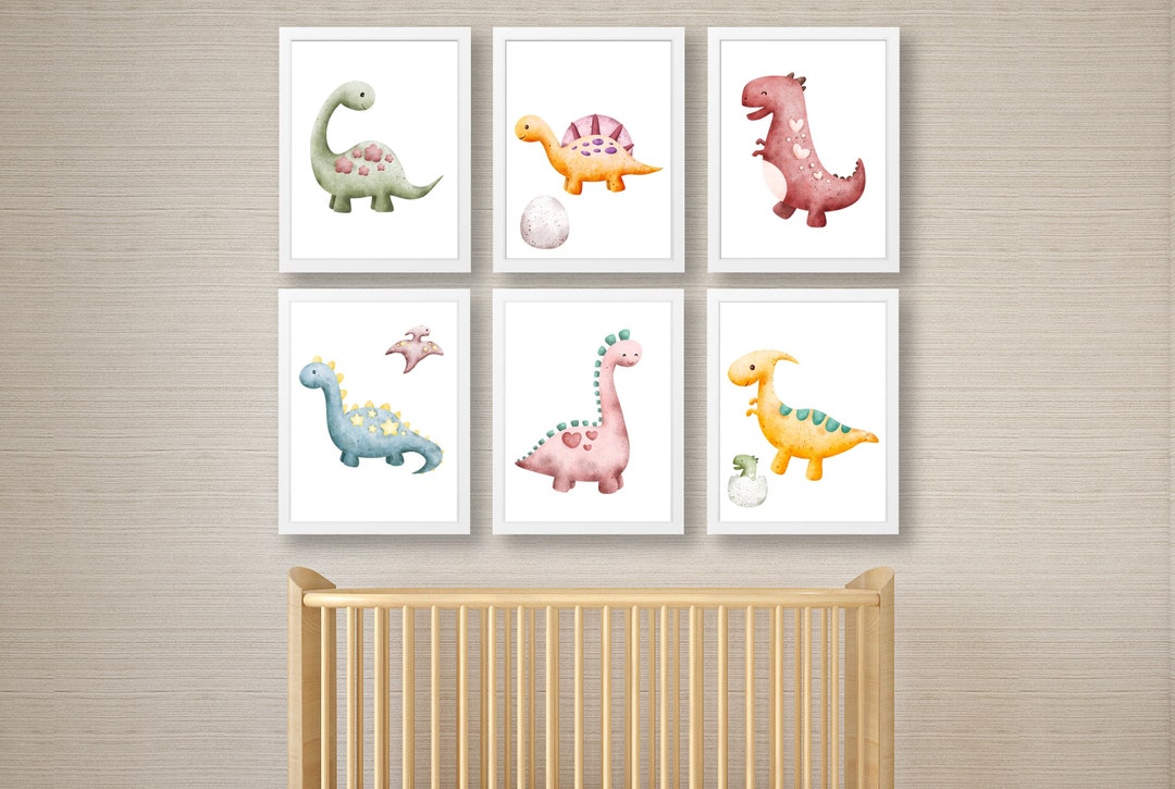 Dinosaur Nursery Prints , Baby Animal Wall Art , Set of 3, 4 or 6 ...