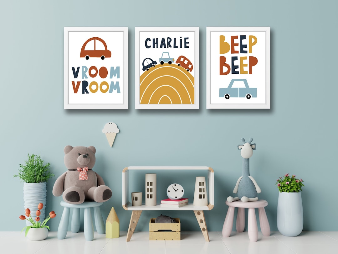 Set of Personalised Car Prints , Kids Children's Wall Art , Car Room ...
