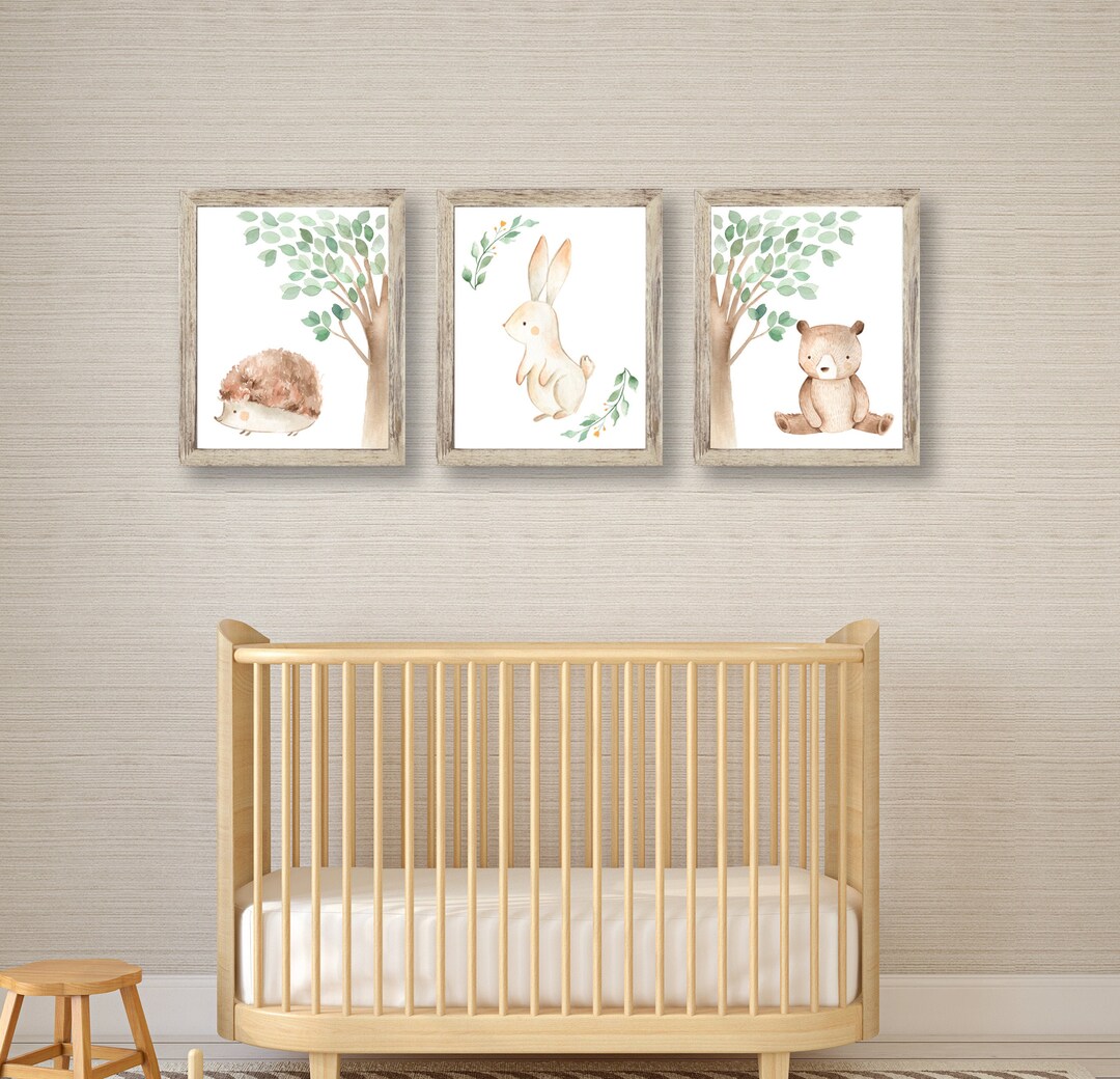 Woodland Animals Print , Set of Nursery Prints , Nursery Decor Wall ...