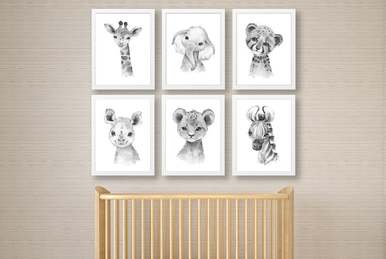 Nursery Wall Picture New Baby Print Watercolour Animals Print Instant Download Nursery Prints Safari Jungle Animals Nursery Decor