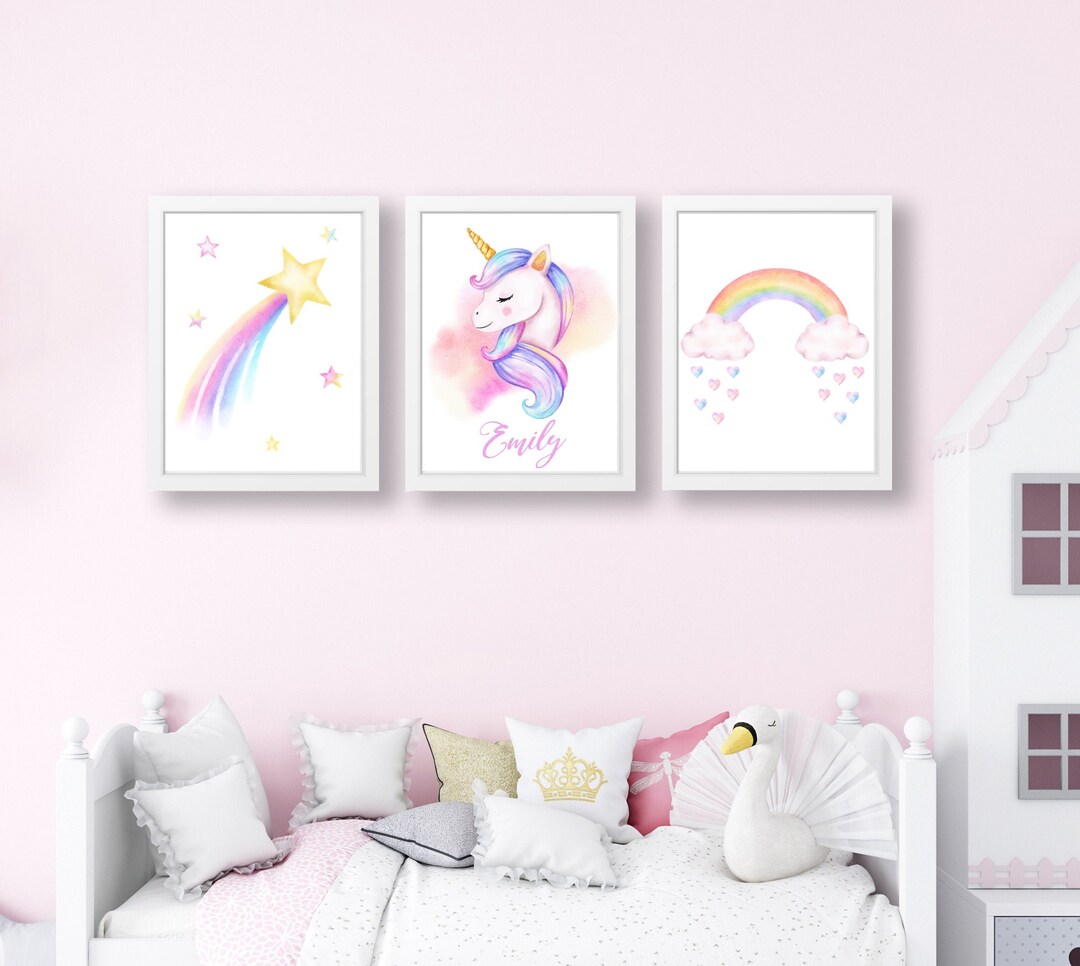 Set of Personalised Unicorn Prints , Girls Wall Art , Unicorn Room ...