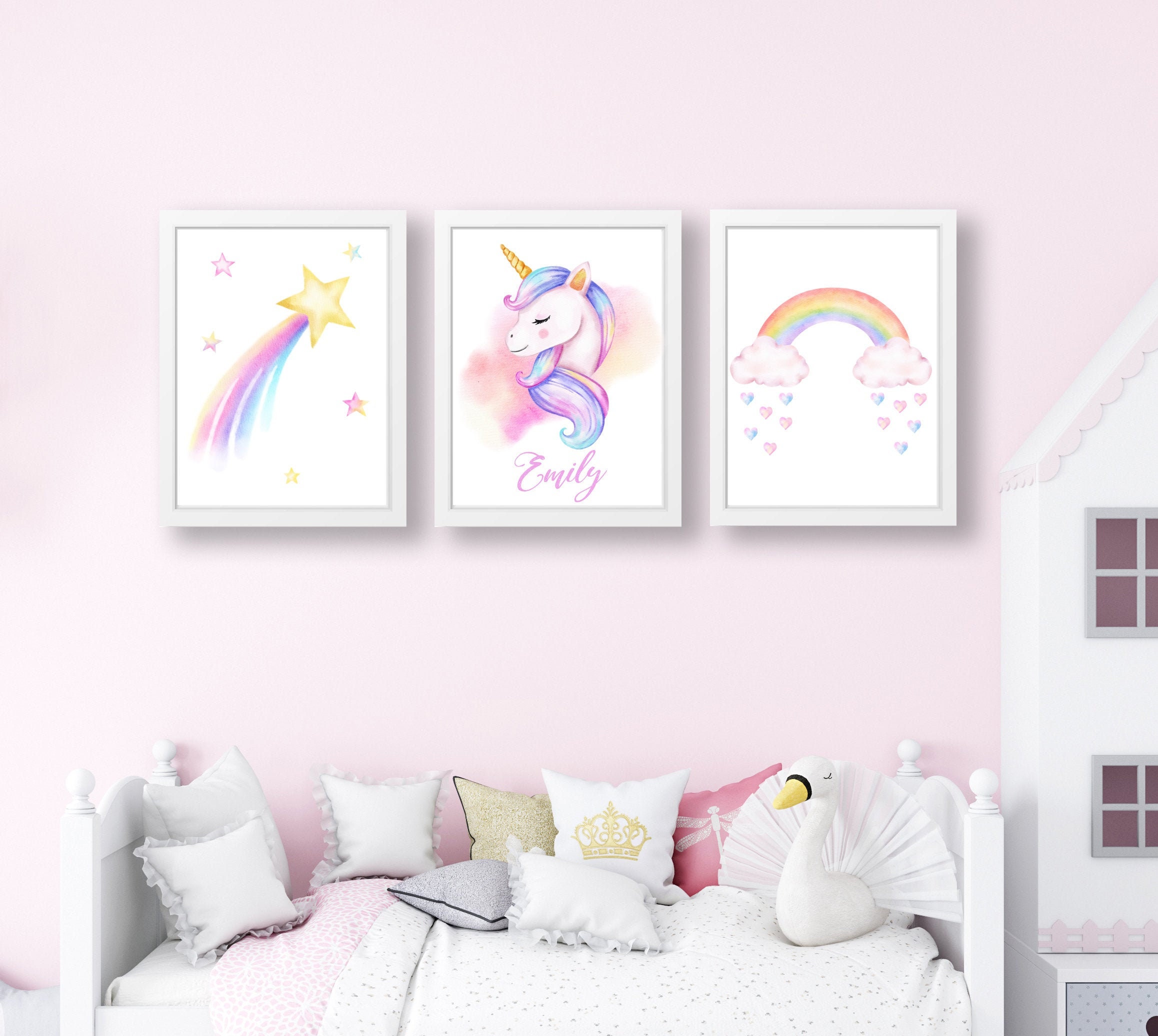 Unicorn Wall Decor , Set of Unicorn Prints , Girls Wall Art