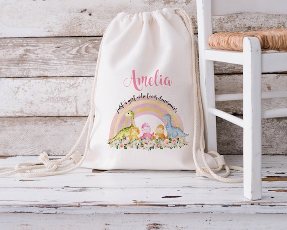 Bolsa de cordón personalizada de dinosaurio para niña, mochila escolar para  niños, bolsa de gimnasio personalizada, bolsa de natación, mochila de