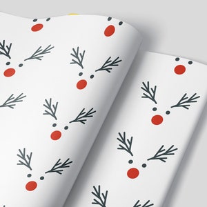 Reindeer and Christmas Tree Recyclable Wrapping Paper Set Eco Friendly Gift  Wrap & Tags 