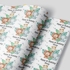 CENTRAL 23 Animal Wrapping Paper - 6 Blue Gift Wrap Sheet - Birthday Gift  Wrap For Boys Or Girls - Baby Shower Wrapping Paper Neutral - Panda Penguin  Elephant - Comes With Cute Stickers : : Office Products