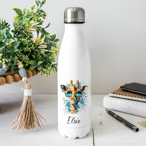 Personalised Giraffe Water Bottle, Giraffe Gift, Personalised Name, Drinks Flask Bottle, Bowling Pin, Flask, Christmas