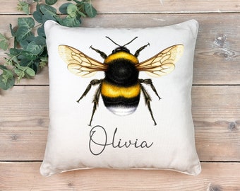 Personalised Bee Cushion , Scatter Cushion , Bumble Bee Cushion , Bee Pillow , Bee Lover , Home Decor - Room Decor - Bee Gift