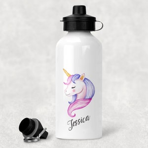 Botella Para Agua de 680ml Color Rosa Diseño Unicornio Infantil