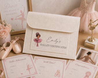 Personalised Ballet Certificate Folder | Dance Awards Keepsake | Children's Ballet Exam Certificate Holder | A4 Dance Folder