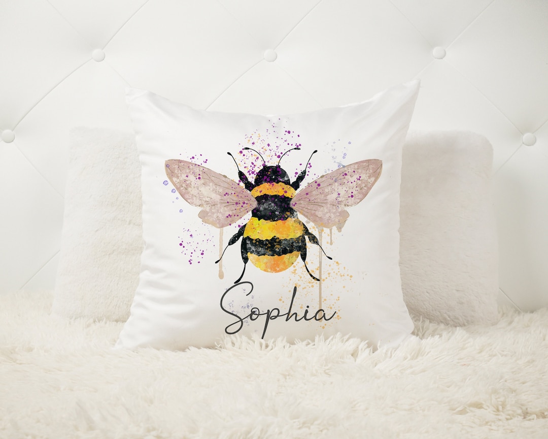 Personalised Bee Cushion Scatter Cushion Bumble Bee Cushion