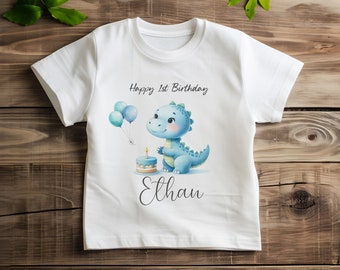 Personalised Dinosaur Birthday T-shirt, Birthday Keepsake T-shirt, Children's Birthday Gift, Children's Name T-shirt, Girls and Boys T-shirt