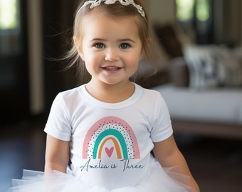 Personalised Kids Rainbow T-shirt, Birthday Keepsake T-shirt, Children's Birthday Gift, Children's Name T-shirt, Girls T-shirt