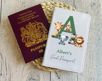 Personalised Kids Passport Holder, Jungle Passport Cover, Passport Case Wallet, Holiday Travel Gift, Children's 1st Passport, New Baby Gift