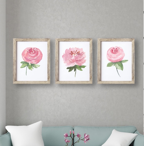 Flower Print Botanical Print Pink Flower Wall Art Peony | Etsy UK
