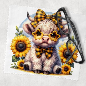 Glasses Lens Cleaning cloth, Watercolour Highland Cow, Soft Cloth for Glasses Spectacles, Lens cleaner, Gift