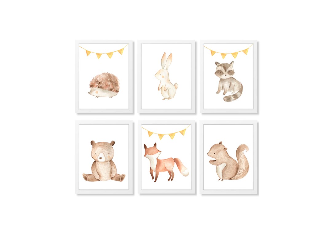 Woodland Animals Print , Set of Nursery Prints , Nursery Wall Picture ...
