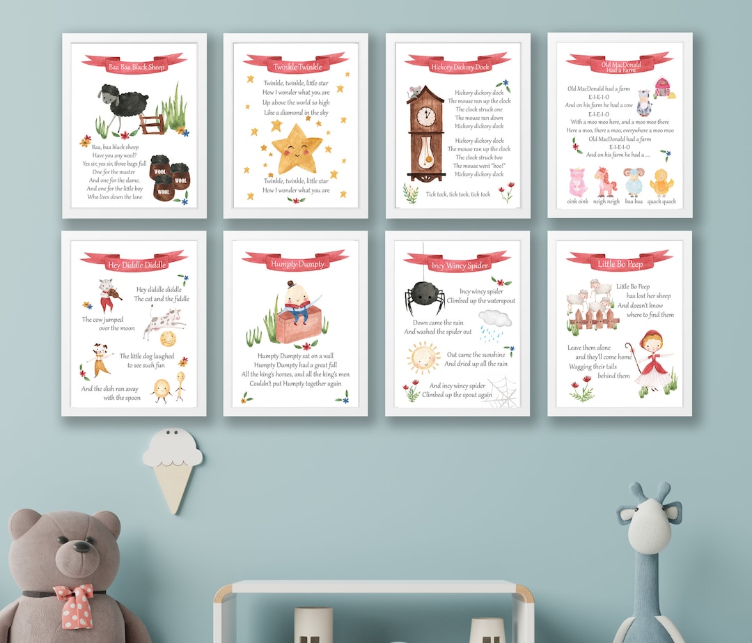 Nursery Rhyme Prints , Nursery Decor , New Baby Print , New Baby Decor ...