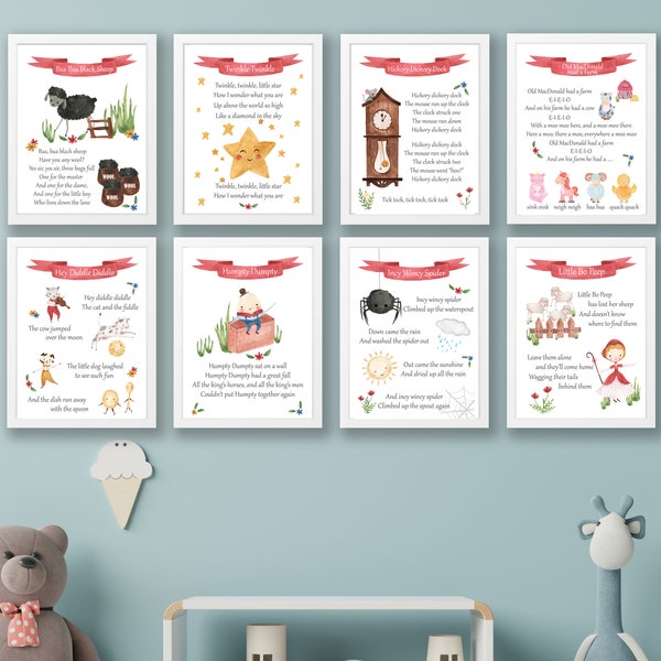 Nursery Rhyme Prints , Nursery Decor , New Baby Print , New Baby Decor , Nursery Print , Nursery Baby Prints - Twinkle Twinkle Incy Wincy