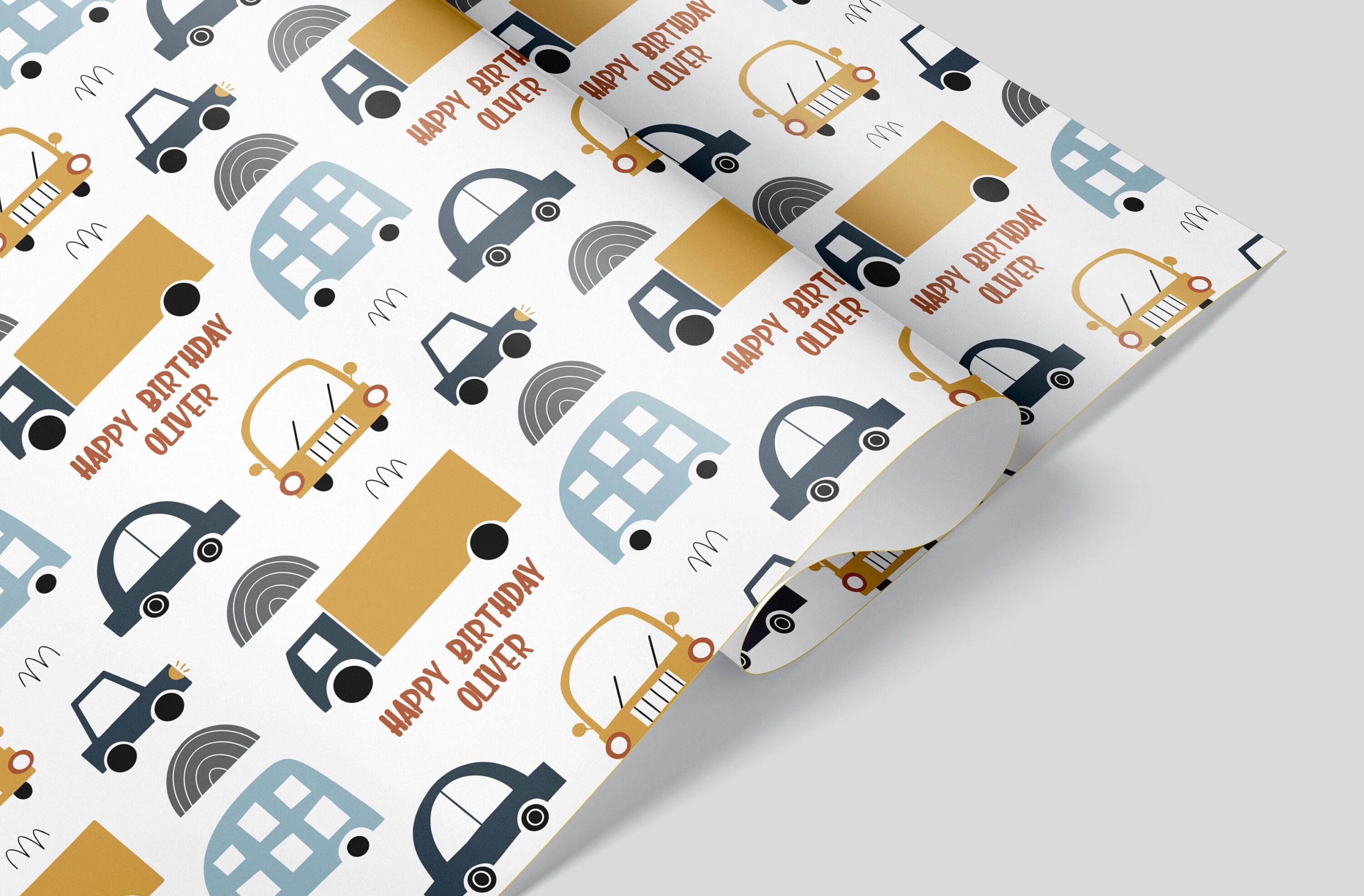 Construction Trucks Handy DIY Worker Children's Birthday Celebration Gift Wrapping  Paper Present 