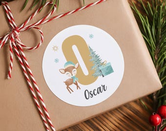Personalised Christmas Stickers | Round Gloss Custom Name Labels | Christmas Name Labels | Gift Stickers | Glossy Round Labels | Gift Tags