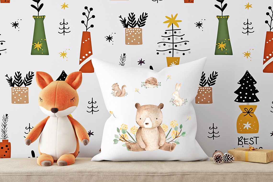 Woodland Cushion Woodland Animals Nursery Cushion Baby Etsy.de