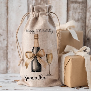 Personalisierte Flasche Tasche, Geburtstag Flasche Tasche, Mädchen Geburtstagsgeschenk, Weinflasche Tasche, 18.21.30.40.50.60.Geburtstag, Freund Geburtstag