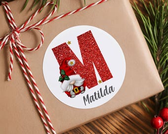 Personalised Christmas Stickers | Round Gloss Custom Name Labels | Christmas Name Labels | Gift Stickers | Glossy Round Labels | Gift Tags