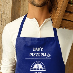 Personalised Pizza Apron Gift, Custom Christmas Gift Cooking Baking Cuisine, Dad, Pizza Oven Gifts, Him, Husband Mens Father's Day Gift Blue