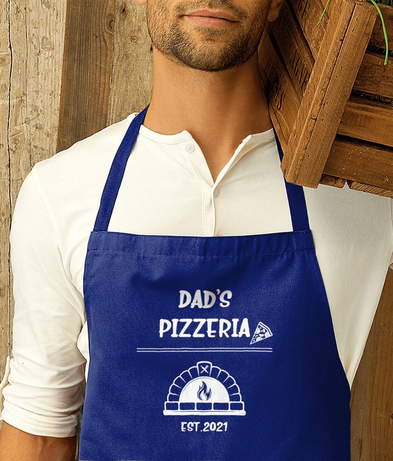 Personalised Pizza Apron Gift, Custom Christmas Gift Cooking Baking Cuisine, Dad, Pizza Oven Gifts, Him, Husband Mens Father's Day Gift Blue