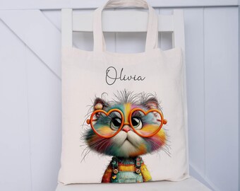 Personalised Cat Tote Bag, Cat Shopping Bag, Gift for Her, Gift for Mum Nanny Sister Friend, Cat Lover Gift, Cat Mum Gift