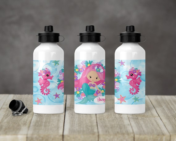 Bottiglia d'acqua sirena personalizzata per bambini, nome personalizzato,  bottiglia d'acqua scolastica, bottiglia prescolastica, bottiglia dell'asilo  nido, bambini, bevanda per bambini -  Italia