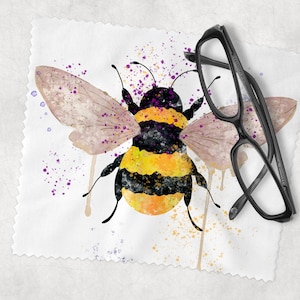 Glasses Lens Cleaning cloth, Watercolour Bee, Soft Cloth for Glasses Spectacles, Lens cleaner, Gift