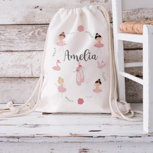 Personalised Ballet Drawstring Bag, Ballet Bag, Ballerina Gift, Dance Gift, Kids Dance Bag, Ballerina Bag