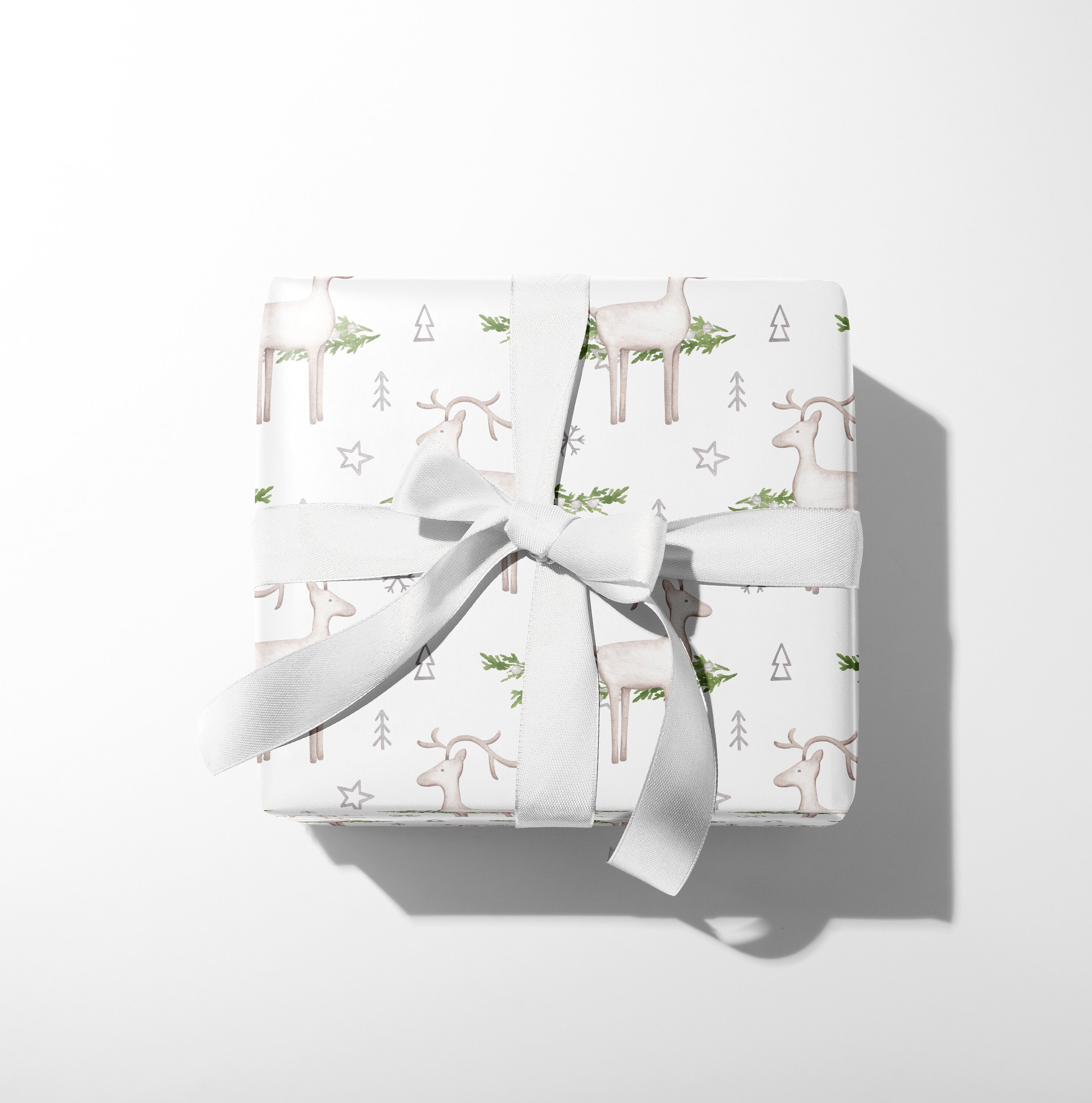 Rose gold sparkling Christmas reindeer pattern Wrapping Paper by Athikan
