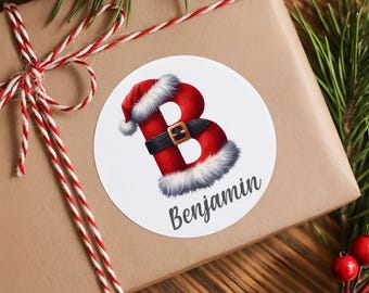 Personalised Christmas Stickers | Round Gloss Custom Name Labels | Christmas Name Labels | Gift Stickers | Glossy Round Labels | Gift Tags