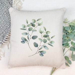 Eucalyptus Cushion , Eucalyptus Leaf Cushion , Botanical Cushion , Eucalyptus Plant Pillow , Greenery Foliage , Room Decor - Home Decor