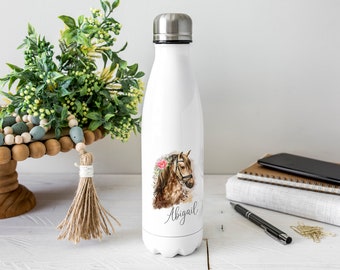 Personalised Horse Water Bottle , Horsey Gift , Horse Riding Gift , Personalised Name ,  Drinks Bottle , Bowling Pin Bottle - Drinks Flask
