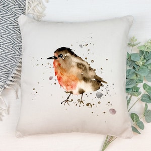 Robin Cushion , Scatter Cushion , Garde Bird Throw Pillow , Robin Lover , Robin Pillow , Home Decor - Room Decor - Nanny Nanna Grandma Gift