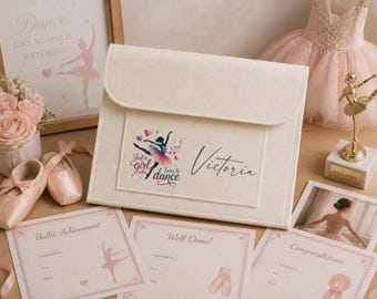 Personalised Ballet Certificate Folder | Ballet Exam & Dance Award Holder | Ballerina Keepsake | A4 Dance Certificate Portfolio