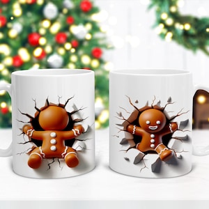 Christmas Mug, 3D Gingerbread Mug Hot Chocolate Mug, Secret Santa Gift for Him Her, Movie Mug Friend Gift, Ceramic Mug, Stocking Filler