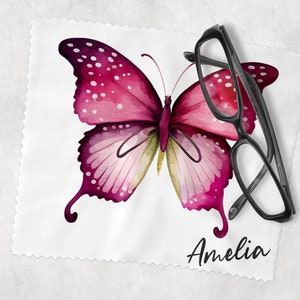Glasses Lens Cleaning cloth, Personalised Lens Cloth, Butterfly, Soft Cloth for Glasses Spectacles, Lens cleaner, Gift