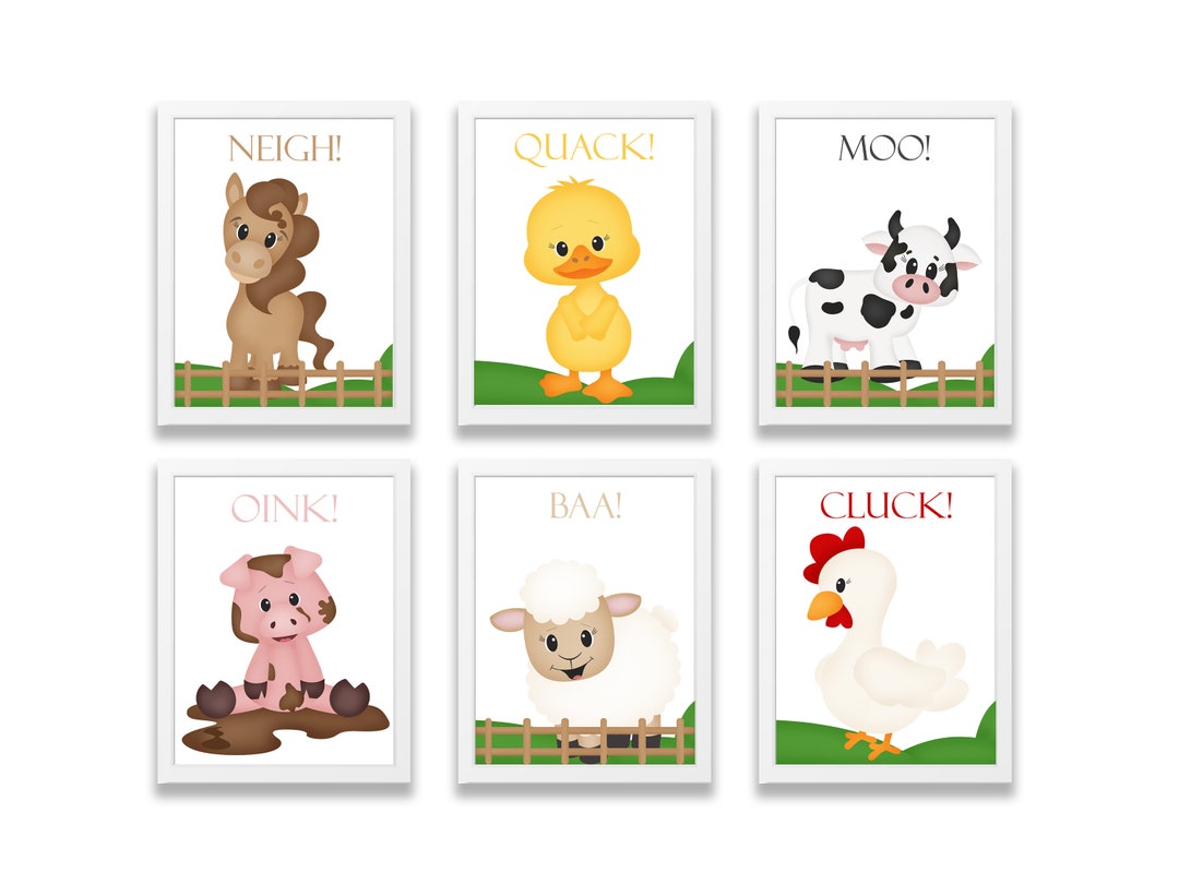 Farmyard Animal Prints Nursery Wall Art Farmyard Nursery - Etsy