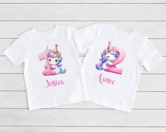 Personalised Kids Unicorn T-shirt, Birthday Keepsake T-shirt, Children's Birthday Gift, Children's Name T-shirt, Girls T-shirt